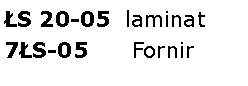 Pole tekstowe: S 20-05  laminat
7S-05      Fornir
